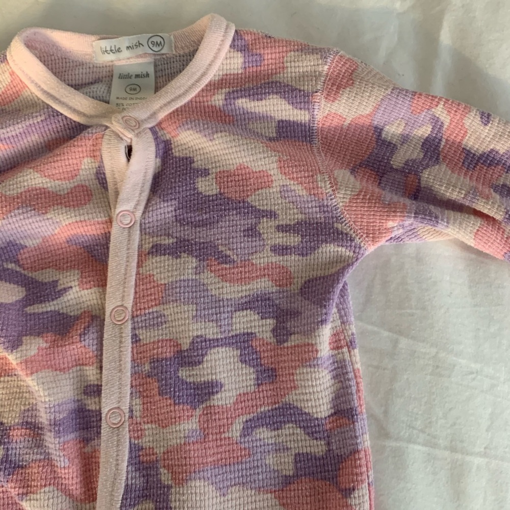 Baby Steps Pink Camouflage Baby Footie Pajamas, 9M